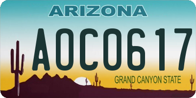 AZ license plate AOC0617