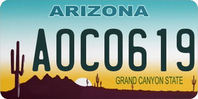 AZ license plate AOC0619