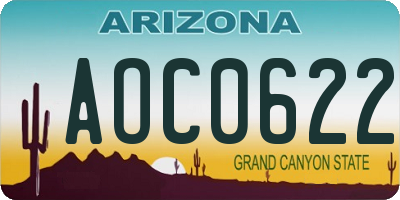 AZ license plate AOC0622