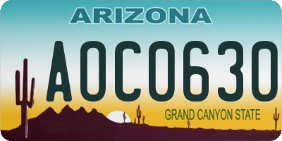 AZ license plate AOC0630