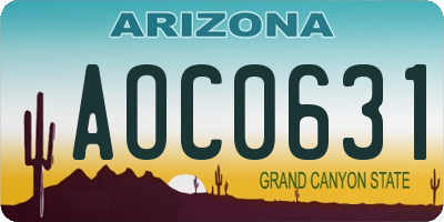 AZ license plate AOC0631
