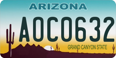 AZ license plate AOC0632
