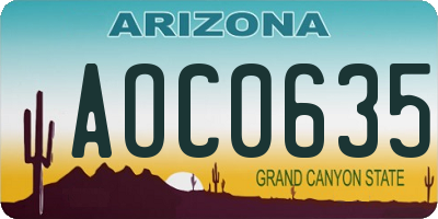 AZ license plate AOC0635