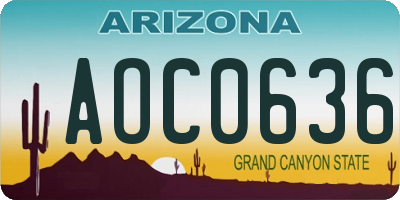 AZ license plate AOC0636