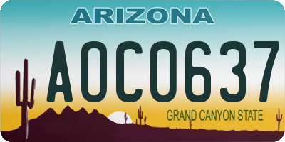 AZ license plate AOC0637