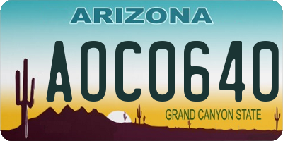 AZ license plate AOC0640