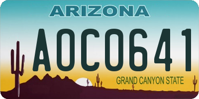 AZ license plate AOC0641