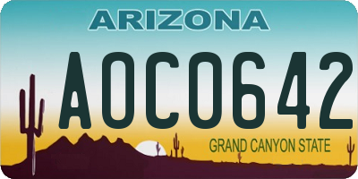 AZ license plate AOC0642