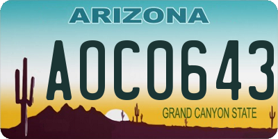 AZ license plate AOC0643