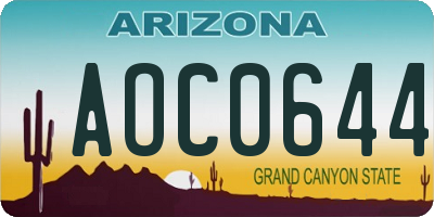 AZ license plate AOC0644