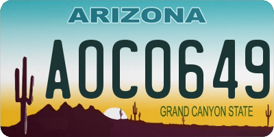 AZ license plate AOC0649
