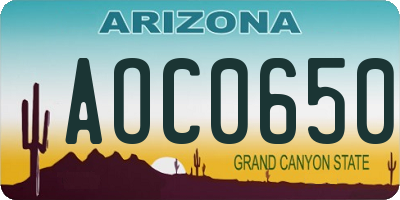 AZ license plate AOC0650