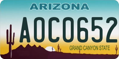 AZ license plate AOC0652