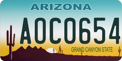 AZ license plate AOC0654