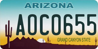 AZ license plate AOC0655