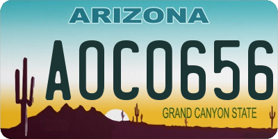 AZ license plate AOC0656