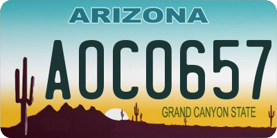 AZ license plate AOC0657