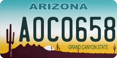 AZ license plate AOC0658