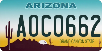 AZ license plate AOC0662