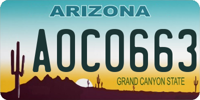 AZ license plate AOC0663