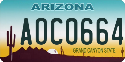 AZ license plate AOC0664