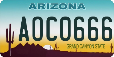 AZ license plate AOC0666