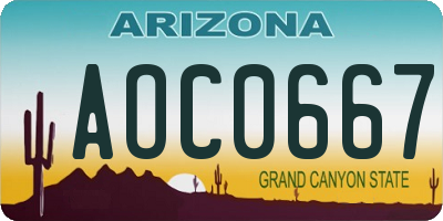 AZ license plate AOC0667