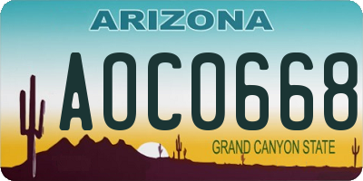 AZ license plate AOC0668