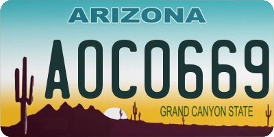 AZ license plate AOC0669