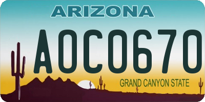 AZ license plate AOC0670