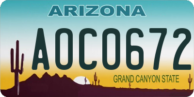 AZ license plate AOC0672