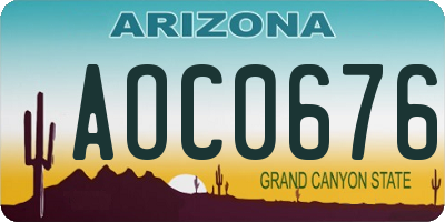 AZ license plate AOC0676