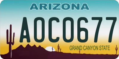 AZ license plate AOC0677