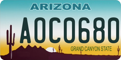 AZ license plate AOC0680
