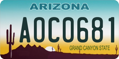 AZ license plate AOC0681