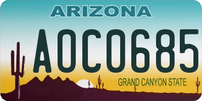 AZ license plate AOC0685
