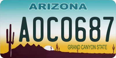 AZ license plate AOC0687