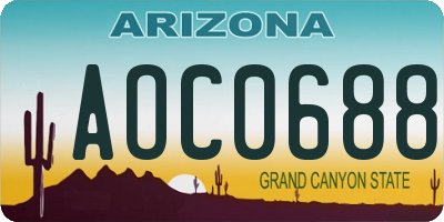 AZ license plate AOC0688