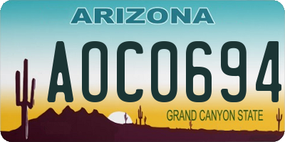 AZ license plate AOC0694