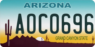 AZ license plate AOC0696