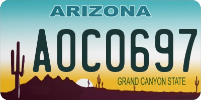 AZ license plate AOC0697