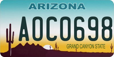 AZ license plate AOC0698