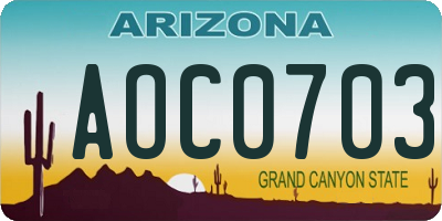 AZ license plate AOC0703