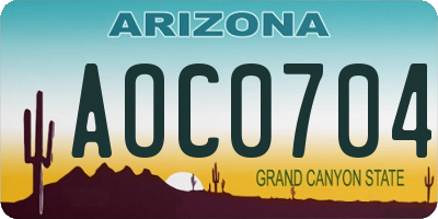 AZ license plate AOC0704