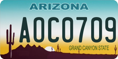 AZ license plate AOC0709