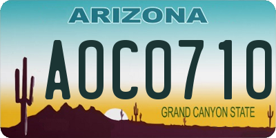 AZ license plate AOC0710