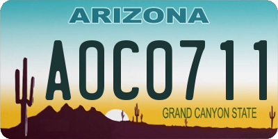 AZ license plate AOC0711