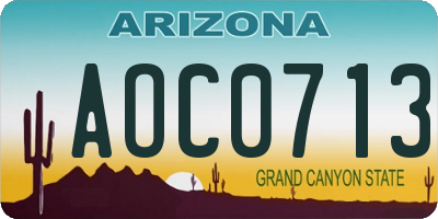 AZ license plate AOC0713