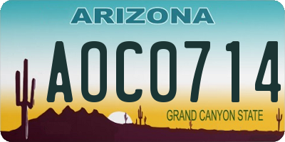 AZ license plate AOC0714