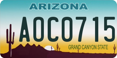 AZ license plate AOC0715